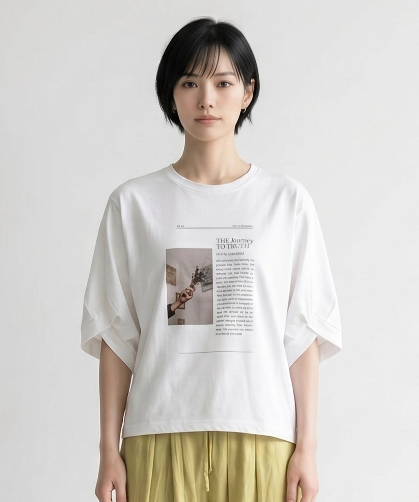 【FONT LAB】フォト×フォントプリント変形スリーブTシャツ