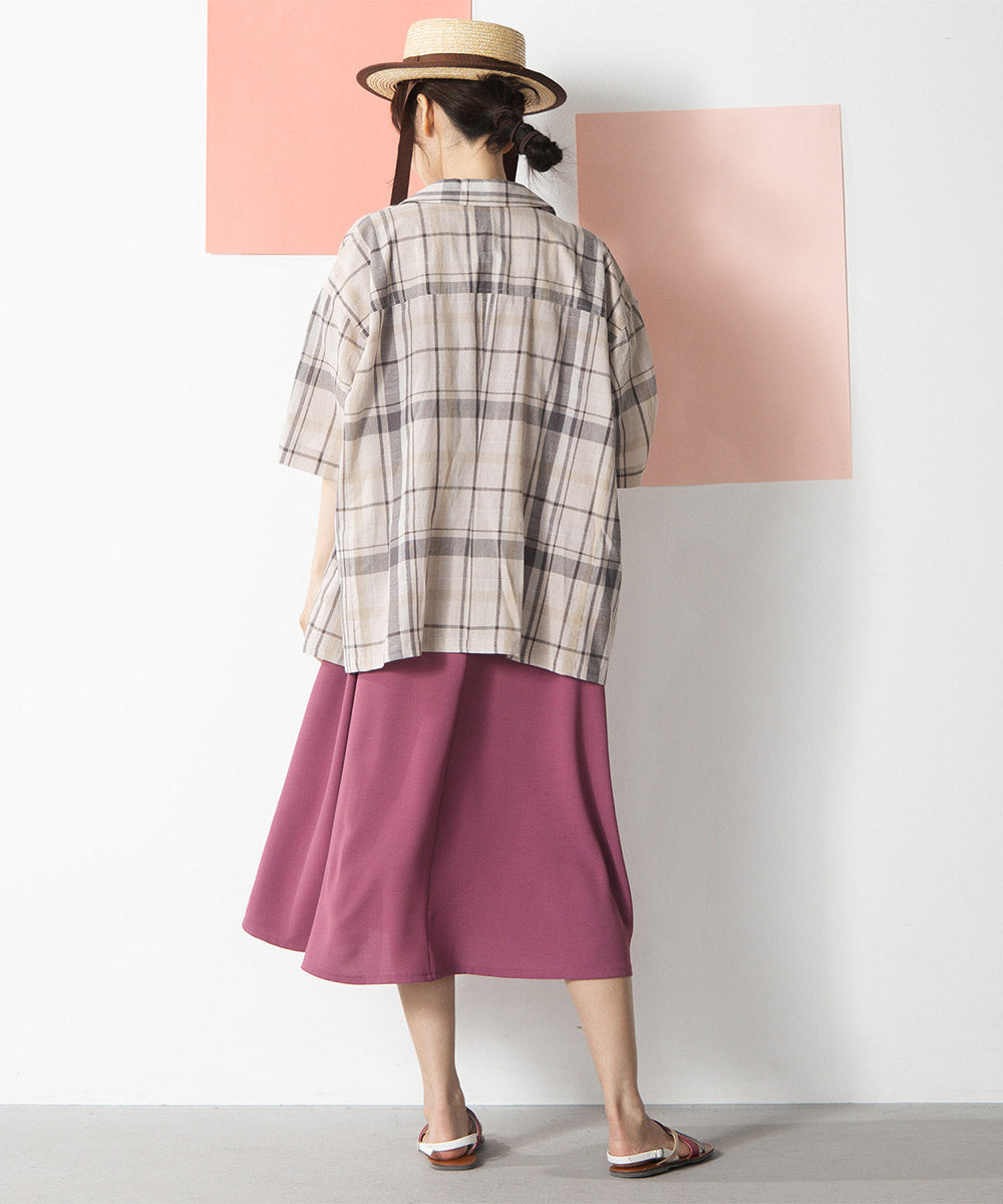 20-5472　21号(6L～) コットンリネンドビーチェックジャケット【先行予約】
