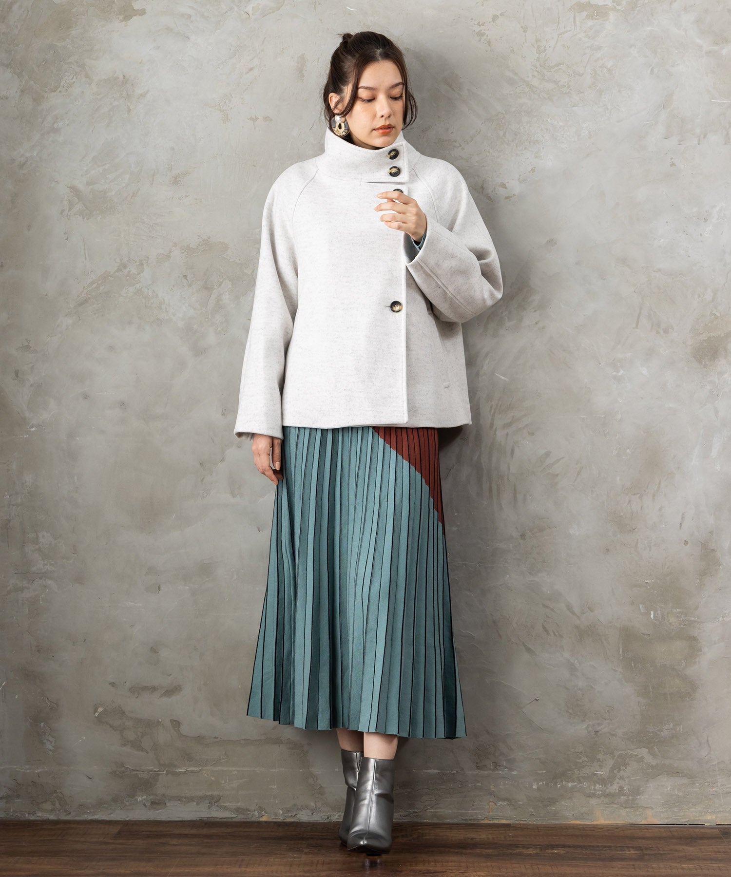 【SKATIE】バイカラーニットスカート