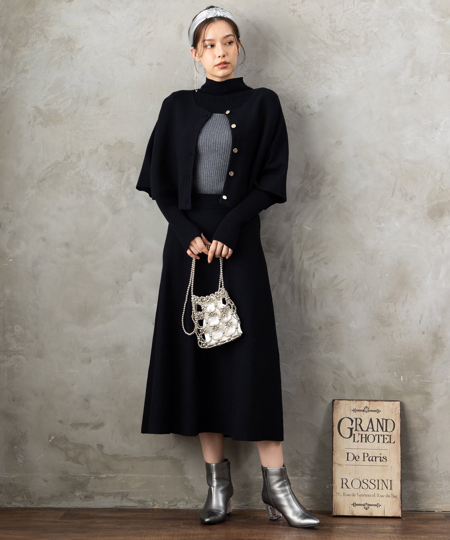 レディース アンサンブルニット バイカラー ボトルネック｜JETSET SOLO