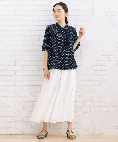 21号(6L～) FONTLAB タックジョーゼットドットブラウス