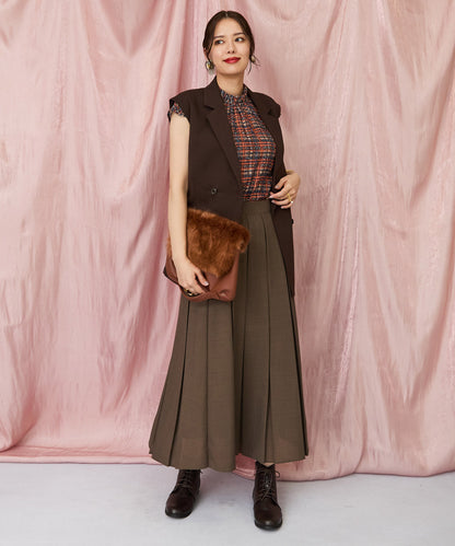 【FONT LAB】フリンジチェックハイネックブラウス