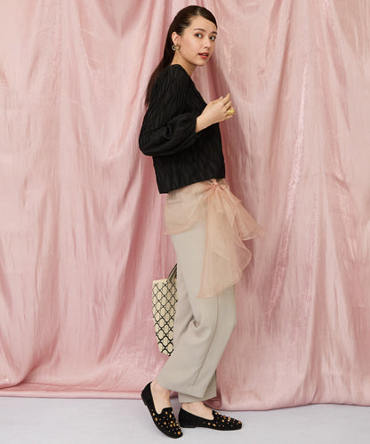 12-1898【JETSET SOLO PLUS】ラメピンストライプイージーパンツ