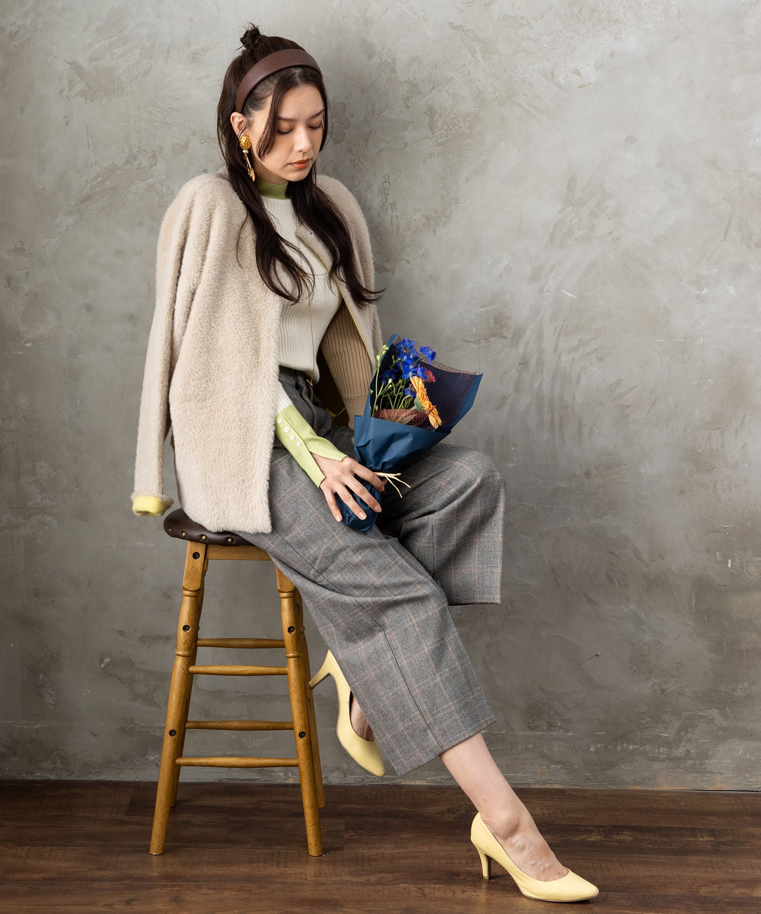 【JETSET SOLO PLUS】両面起毛ポケット釦ワイドパンツ