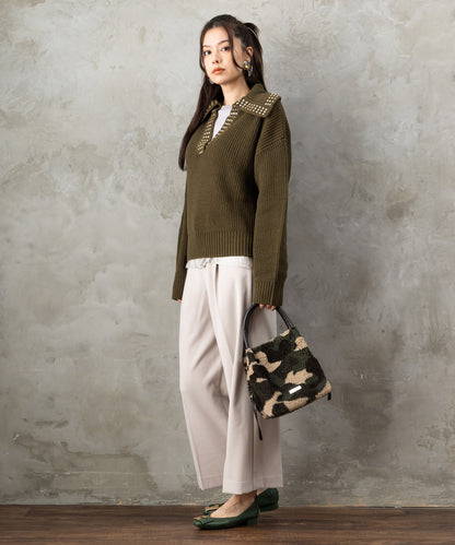 83-6384【TERESA CAMBI】カモフラージュボアBAG