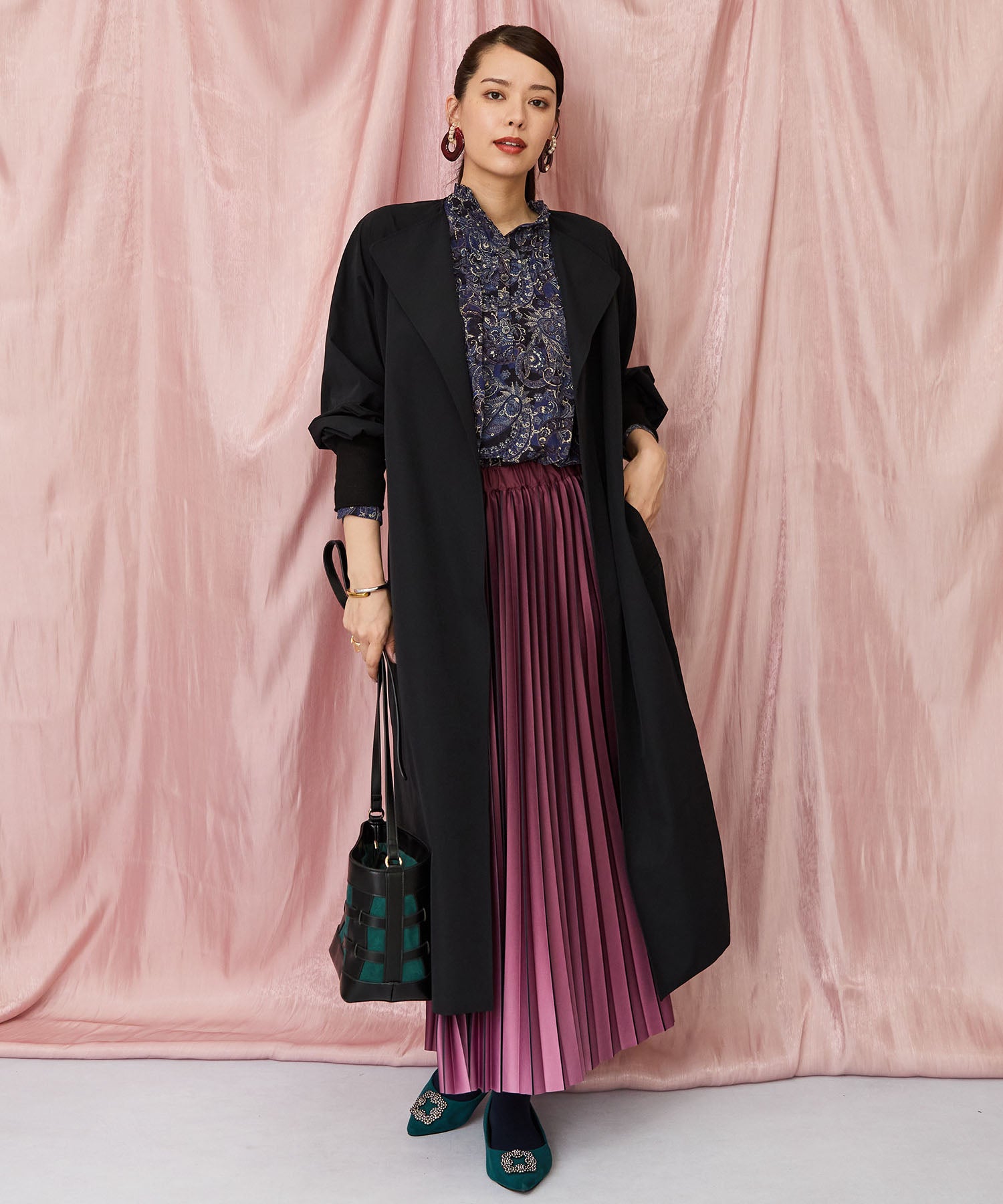 71-5584【FONT LAB】バイカラーリブスリーブコート