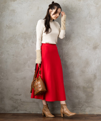 14-5887【FONT LAB】ミラノリブニットフレアスカート