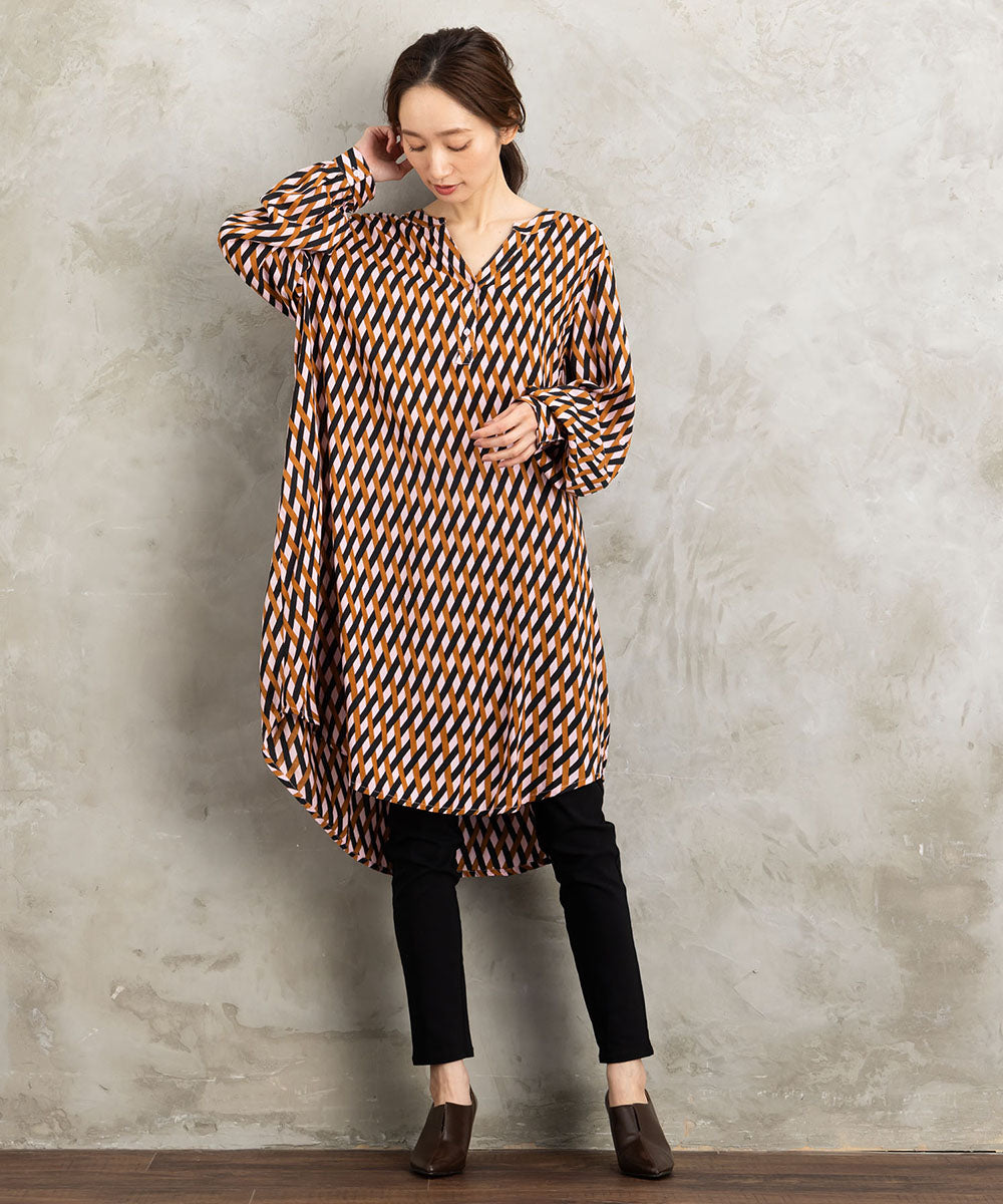 KAFFE アソートプリントシャツチュニック