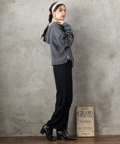 12-1898【JETSET SOLO PLUS】ラメピンストライプイージーパンツ