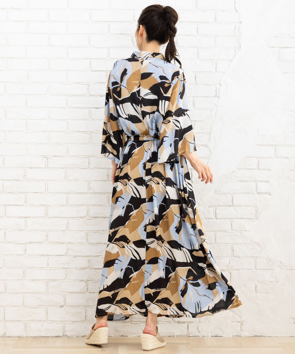 KAFFE curve モンステラプリントワンピース