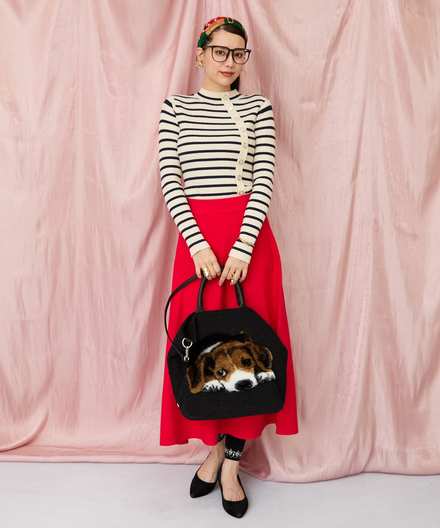 51-5650【FONT LAB】アシンメトリー釦ハイネックリブニット