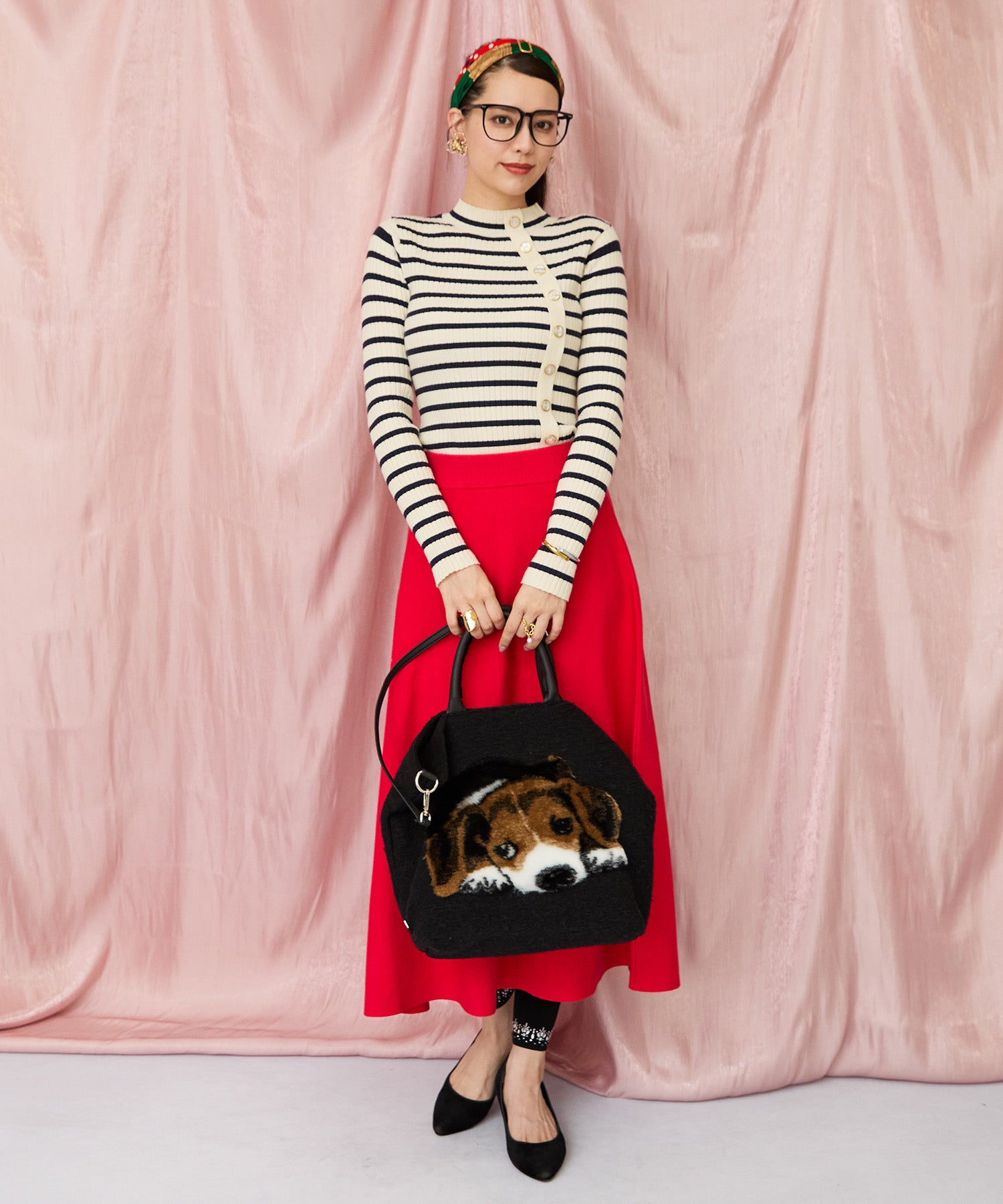 51-5650【FONT LAB】アシンメトリー釦ハイネックリブニット