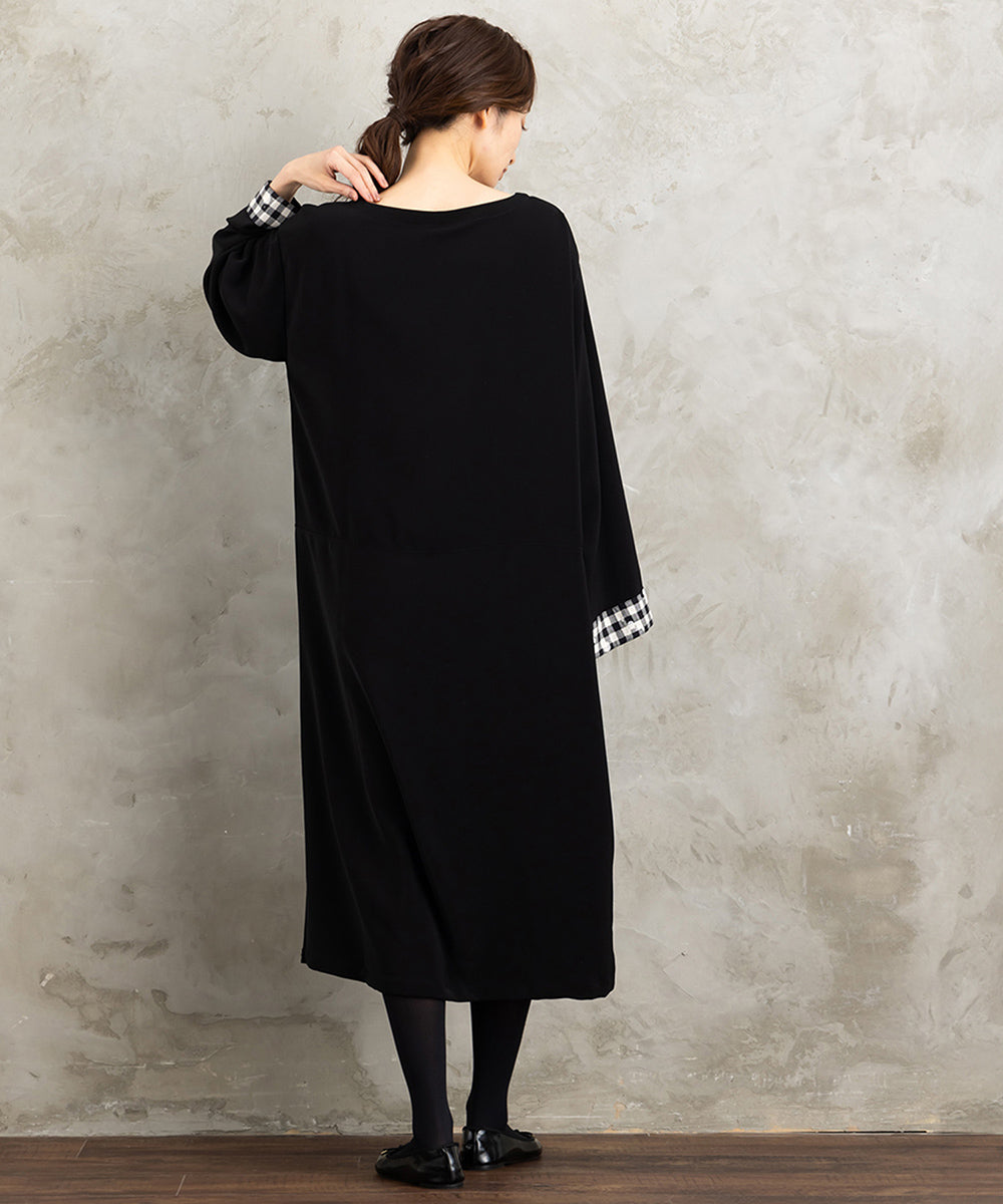 KOKOMARINA ポイントギンガムレイヤード風ワンピース