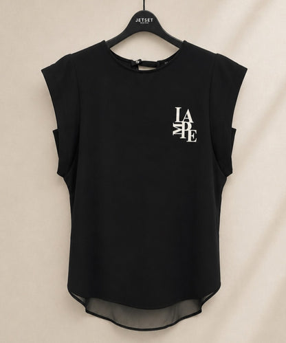 【FONT LAB】カットジョーゼットオーガンジーコンビロゴTシャツ