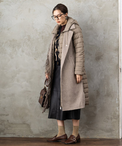 【BSB】フリンジデザイン異素材コンビコート