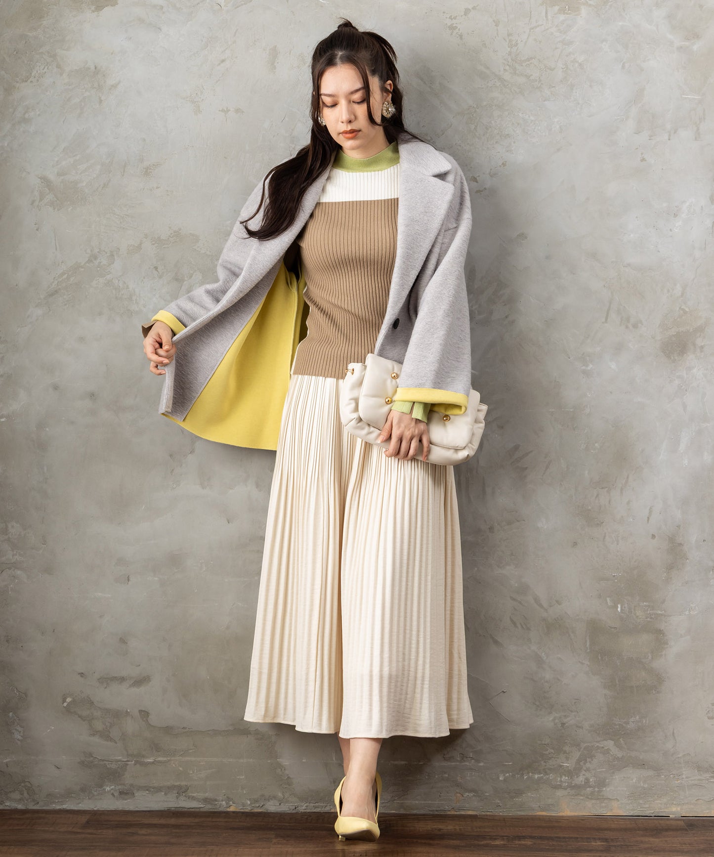 【JETSET SOLO PLUS】LANIFICIO BECAGLIバイカラーボンディングハーフコート