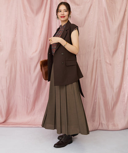 【FONT LAB】フリンジチェックハイネックブラウス