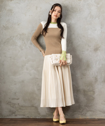 【FONT LAB】ミストウールタッチダブルプリーツスカート