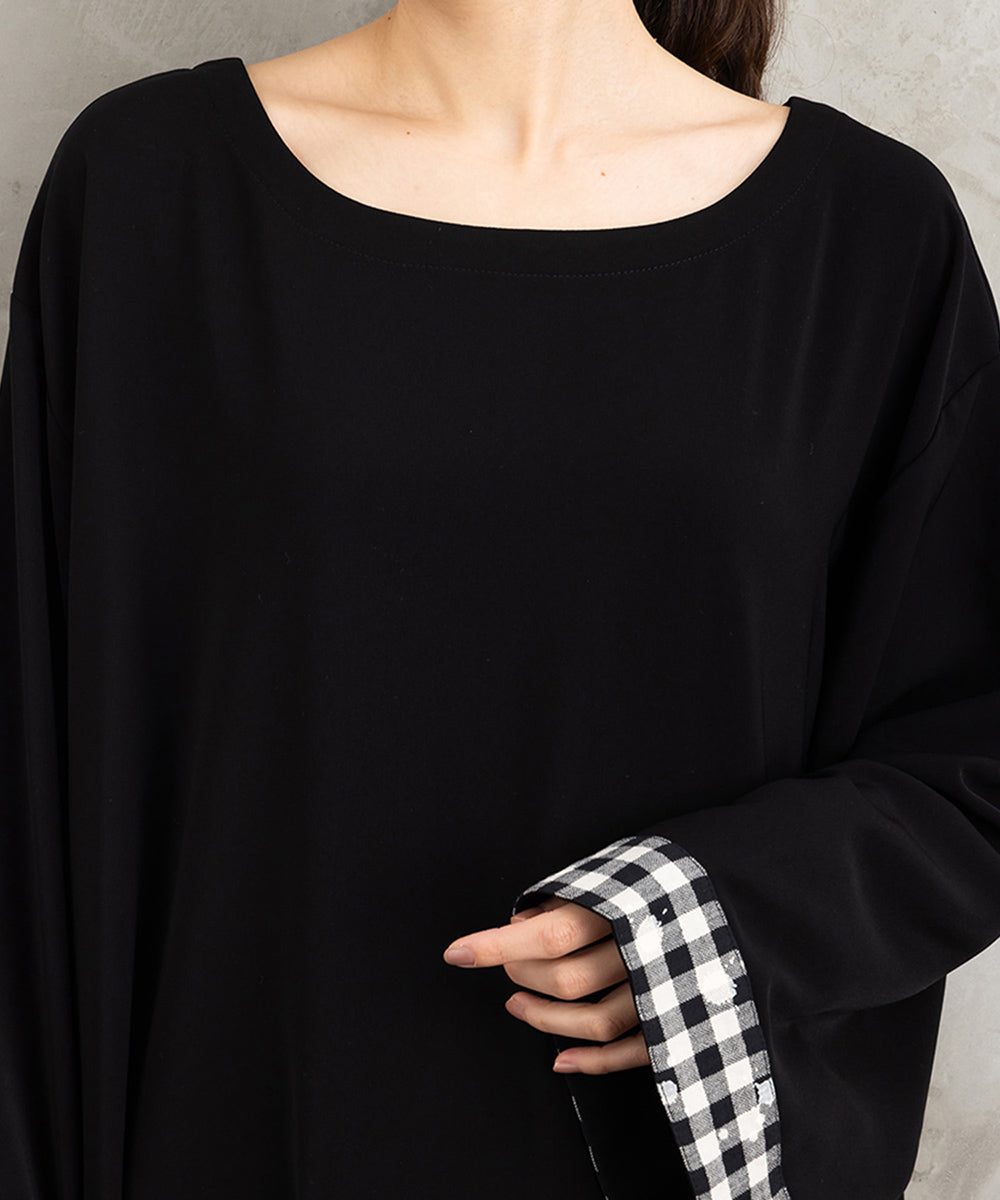 KOKOMARINA ポイントギンガムレイヤード風ワンピース