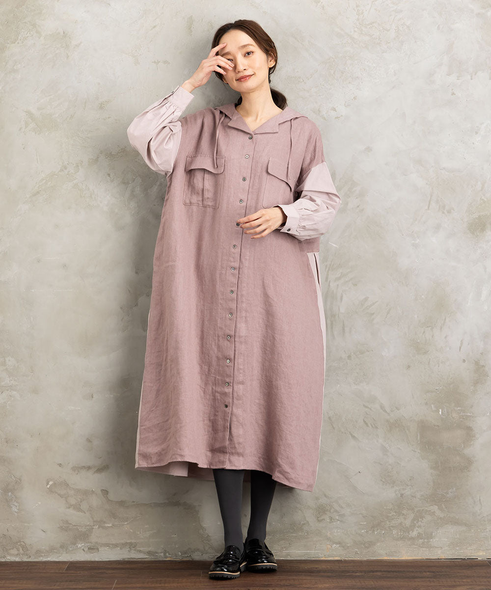 リネン起毛セーラーカラーワンピース