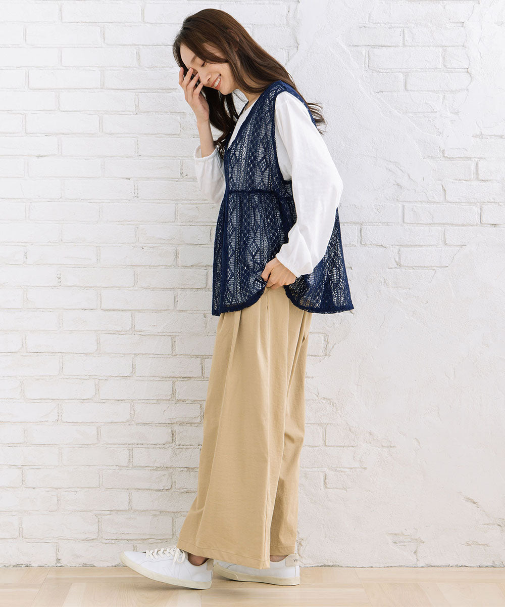 【sabstreet bis】【web限定】 ストレッチゆるタックワイドパンツ