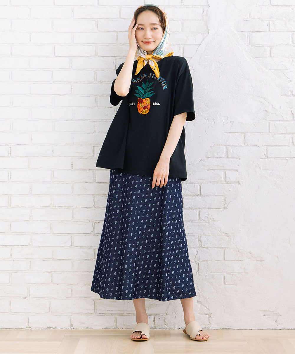 64-2678　21号(6L～) トロピカルパインエンブロイダリーTシャツ【先行予約】