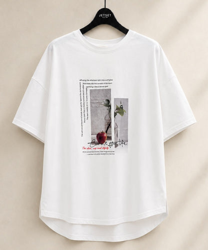 【FONT LAB】ドライタッチコットンアップルフォトTシャツ