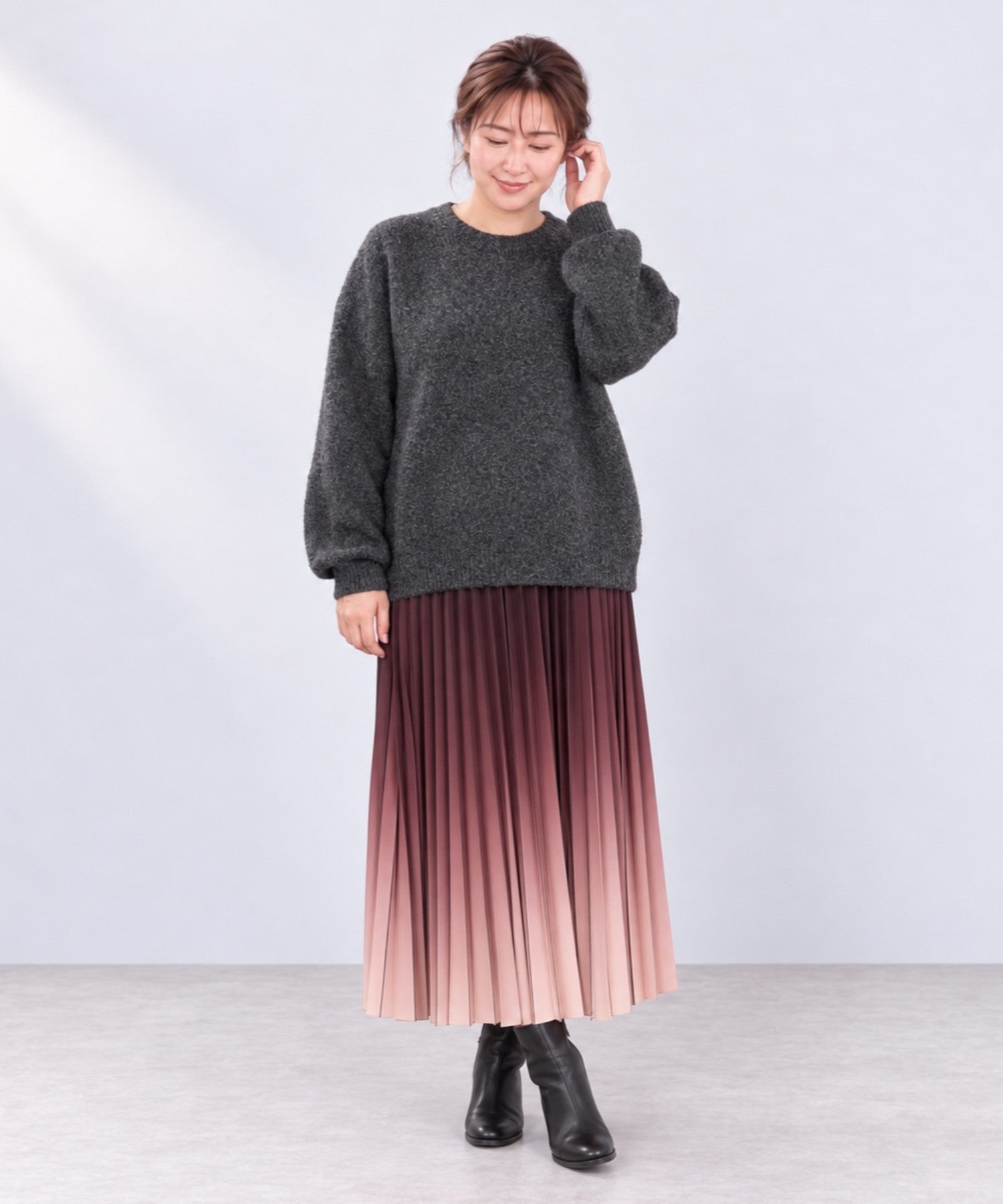 【sabstreet bis】【web限定】 クルーネック杢ニット【先行予約】
