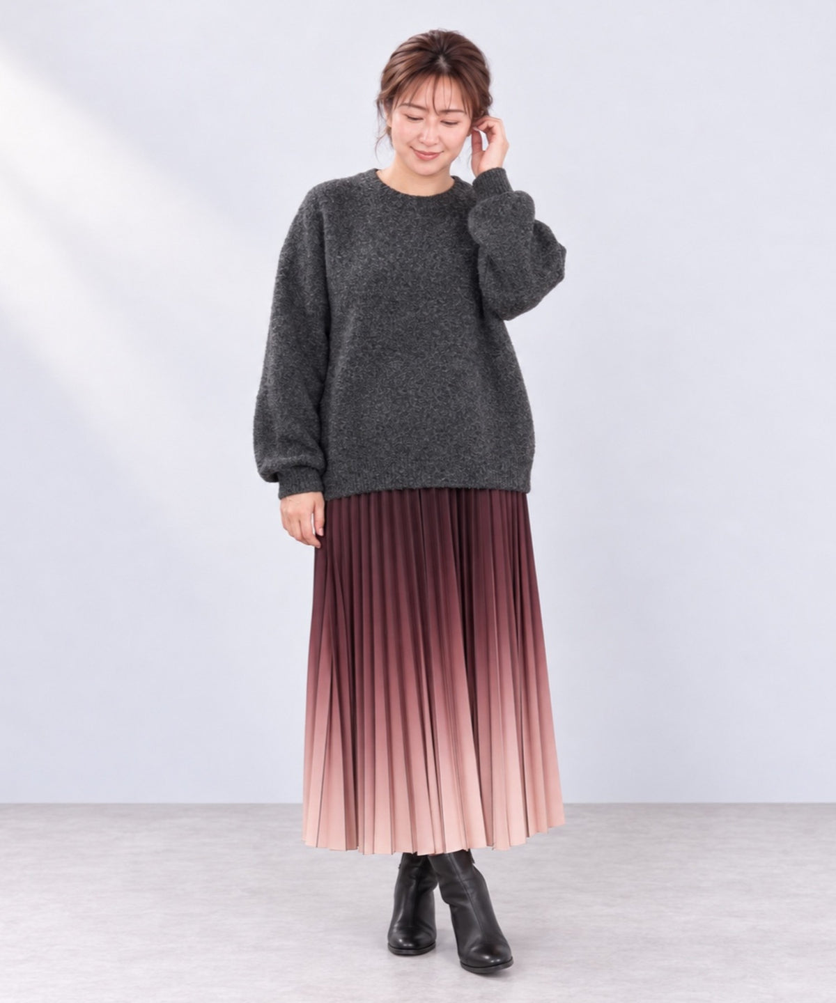 【sabstreet bis】【web限定】 クルーネック杢ニット【先行予約】