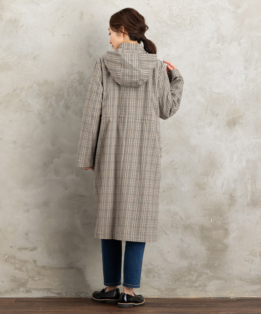 Humility ウエストドロストフーディチェックコート