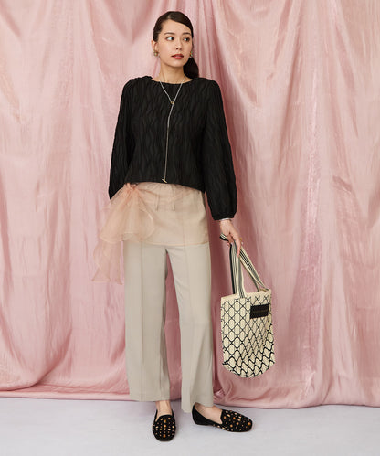 12-1898【JETSET SOLO PLUS】ラメピンストライプイージーパンツ