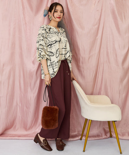 01-5923【FONT LAB】グラフィカルレターリングプリントブラウス