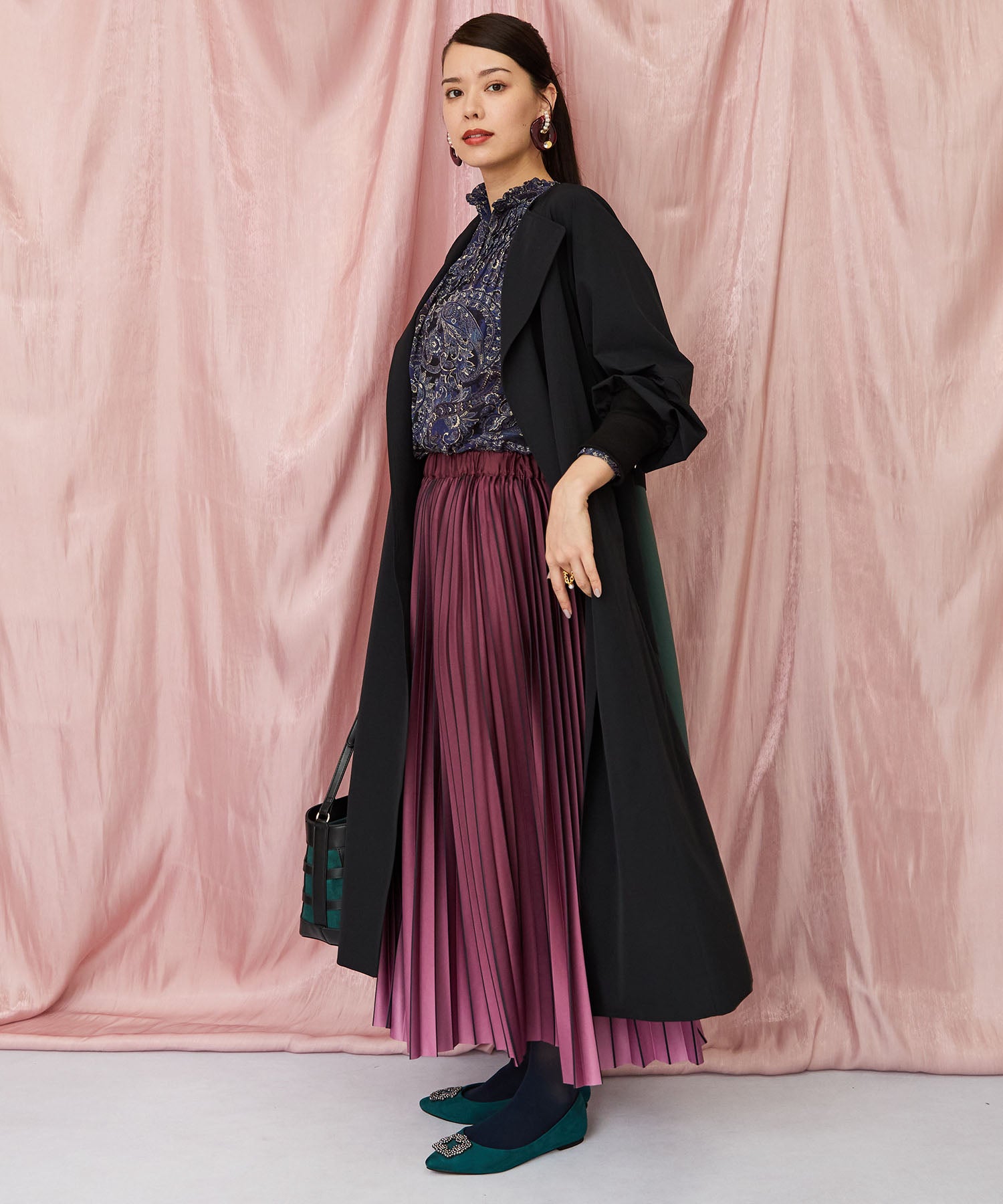 71-5584【FONT LAB】バイカラーリブスリーブコート