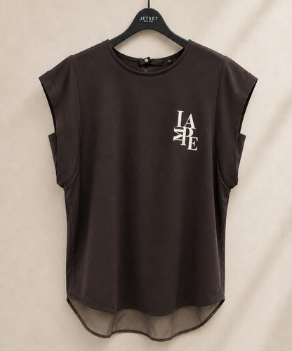 【FONT LAB】カットジョーゼットオーガンジーコンビロゴTシャツ