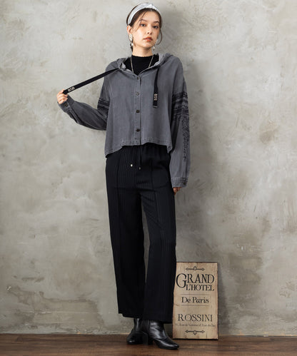 12-1898【JETSET SOLO PLUS】ラメピンストライプイージーパンツ