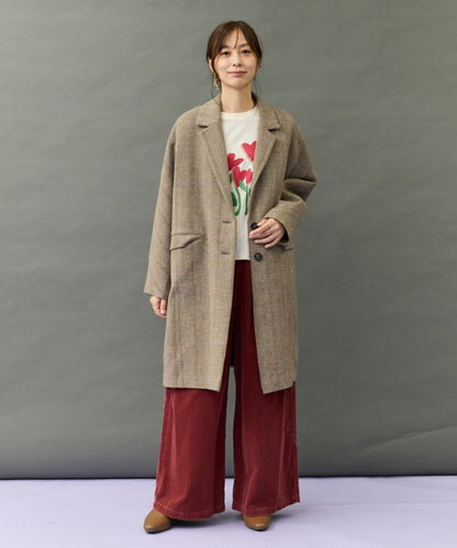【JETSET SOLO PLUS】ブリティッシュウールブレンドチェックチェスターコート