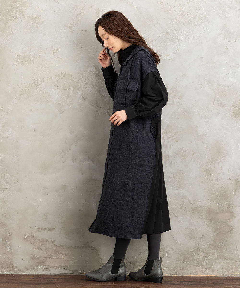 リネン起毛セーラーカラーワンピース