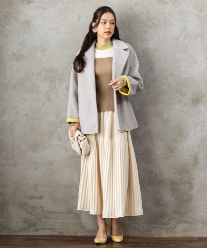 【FONT LAB】ミストウールタッチダブルプリーツスカート