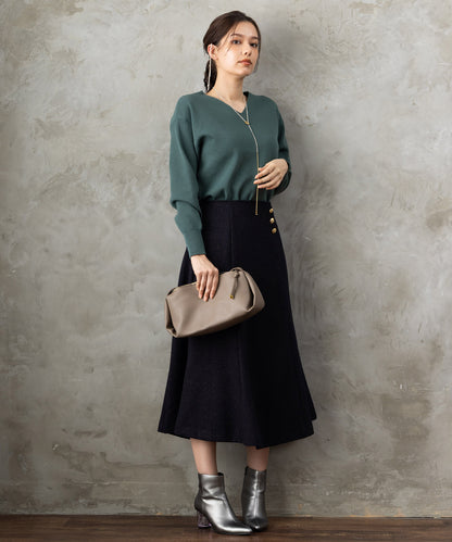 【JETSET SOLO PLUS】ネップツイードボタンデザインスカート