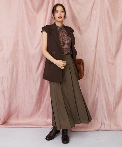 【FONT LAB】フリンジチェックハイネックブラウス