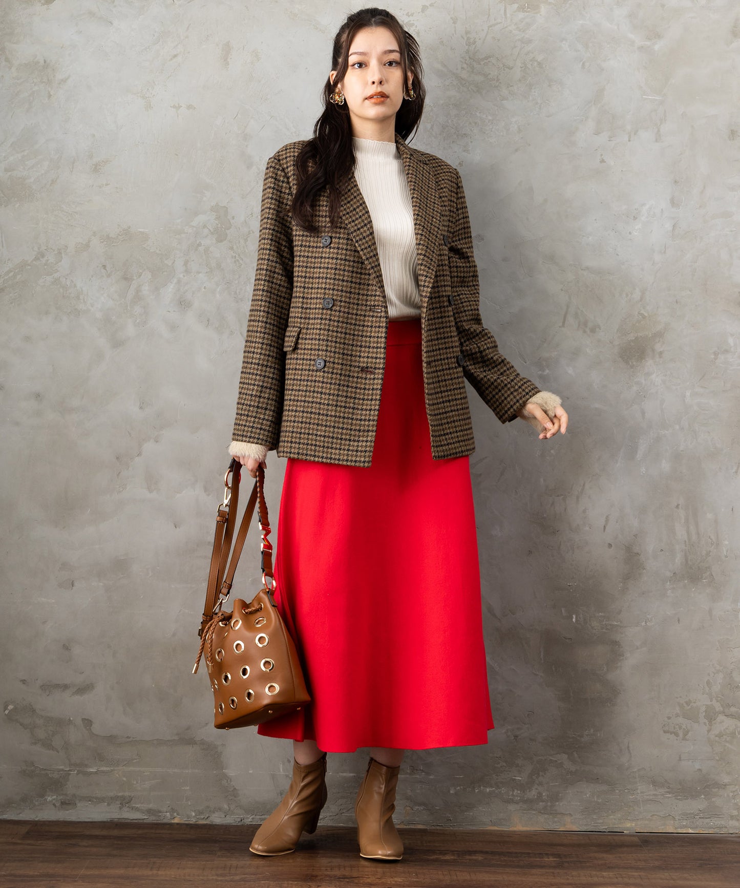 14-5887【FONT LAB】ミラノリブニットフレアスカート