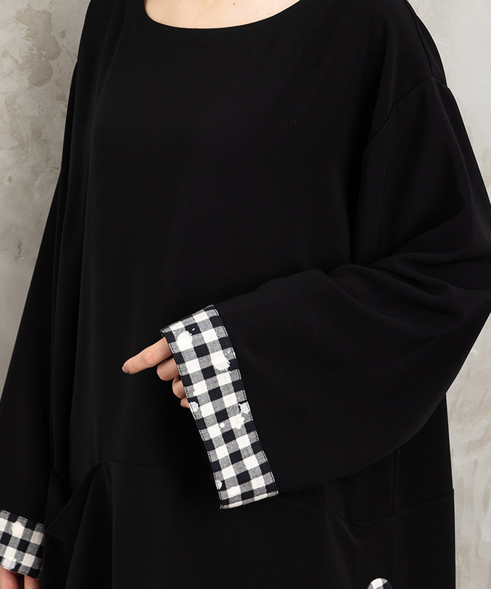 KOKOMARINA ポイントギンガムレイヤード風ワンピース