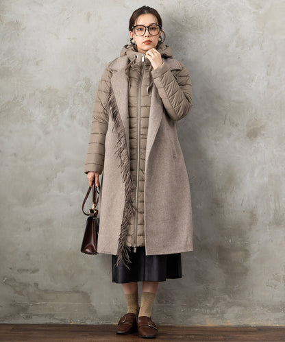 【BSB】フリンジデザイン異素材コンビコート