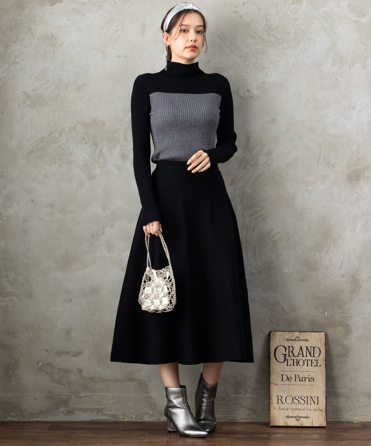 バイカラーボトルネックニット●BDKT-3◎ ナチュラルビューティーベーシック NATURAL BEAUTY BASIC ボトルネック