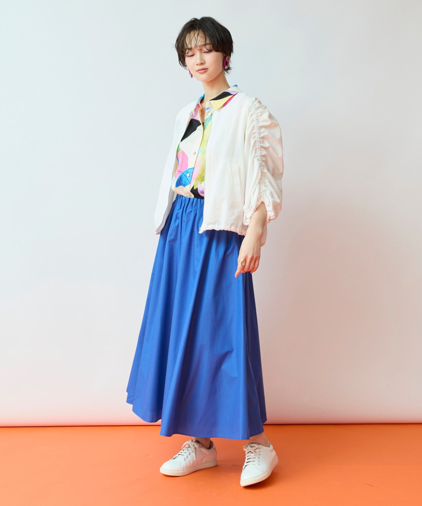 【NUMPH】ジオメトリックエレメンツフレンチスリーブシャツ