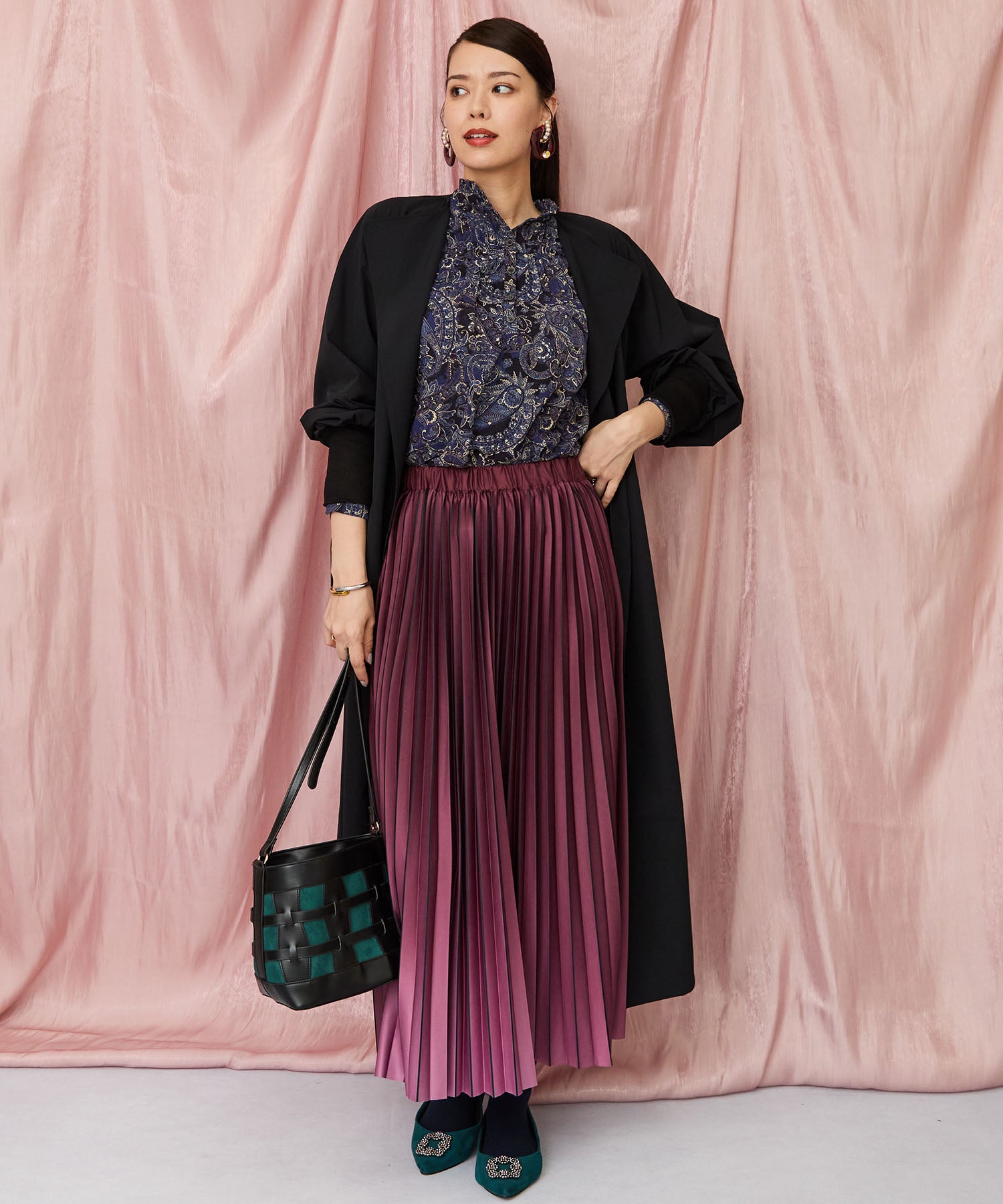 71-5584【FONT LAB】バイカラーリブスリーブコート