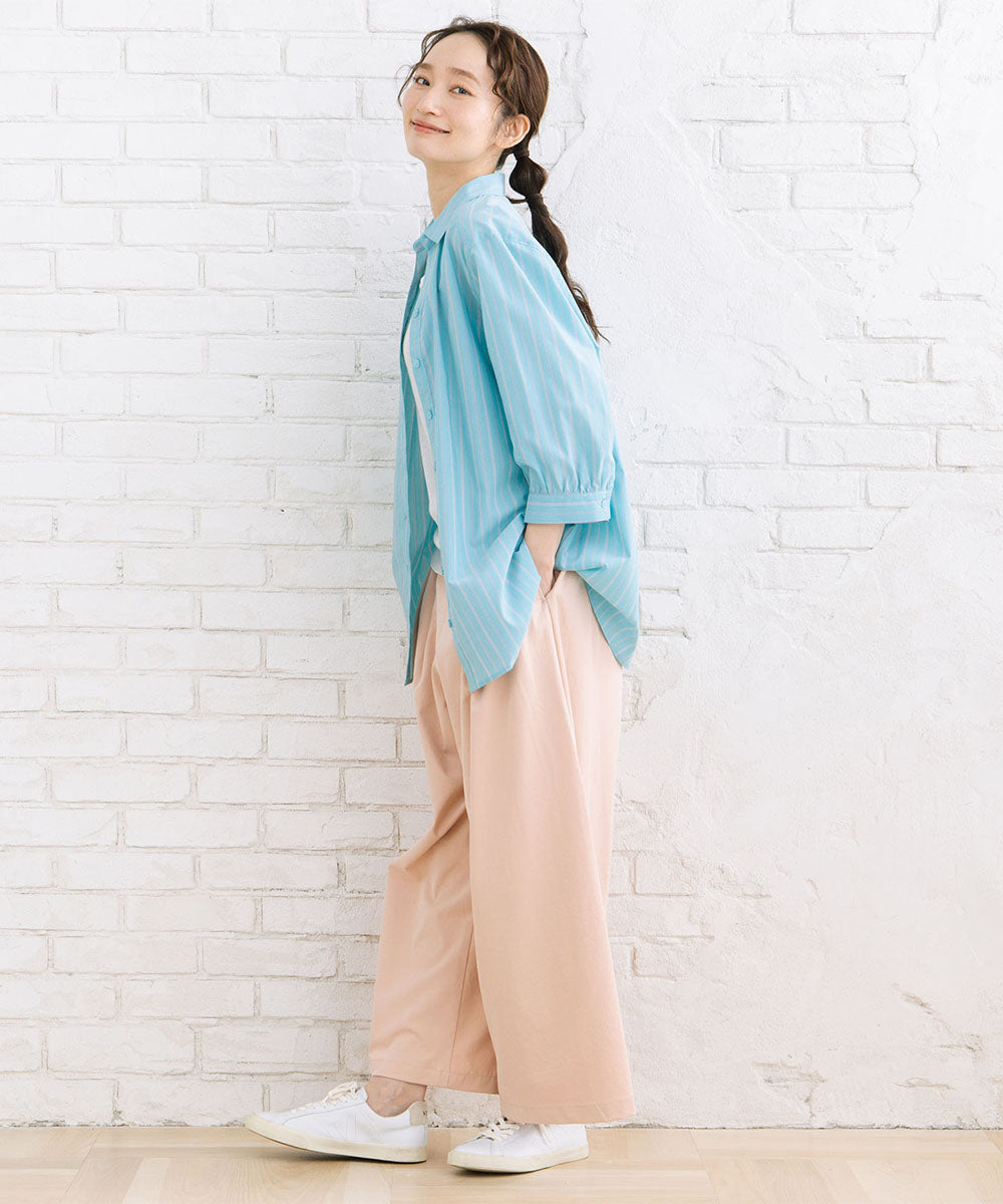 【sabstreet bis】【web限定】 ストレッチゆるタックワイドパンツ