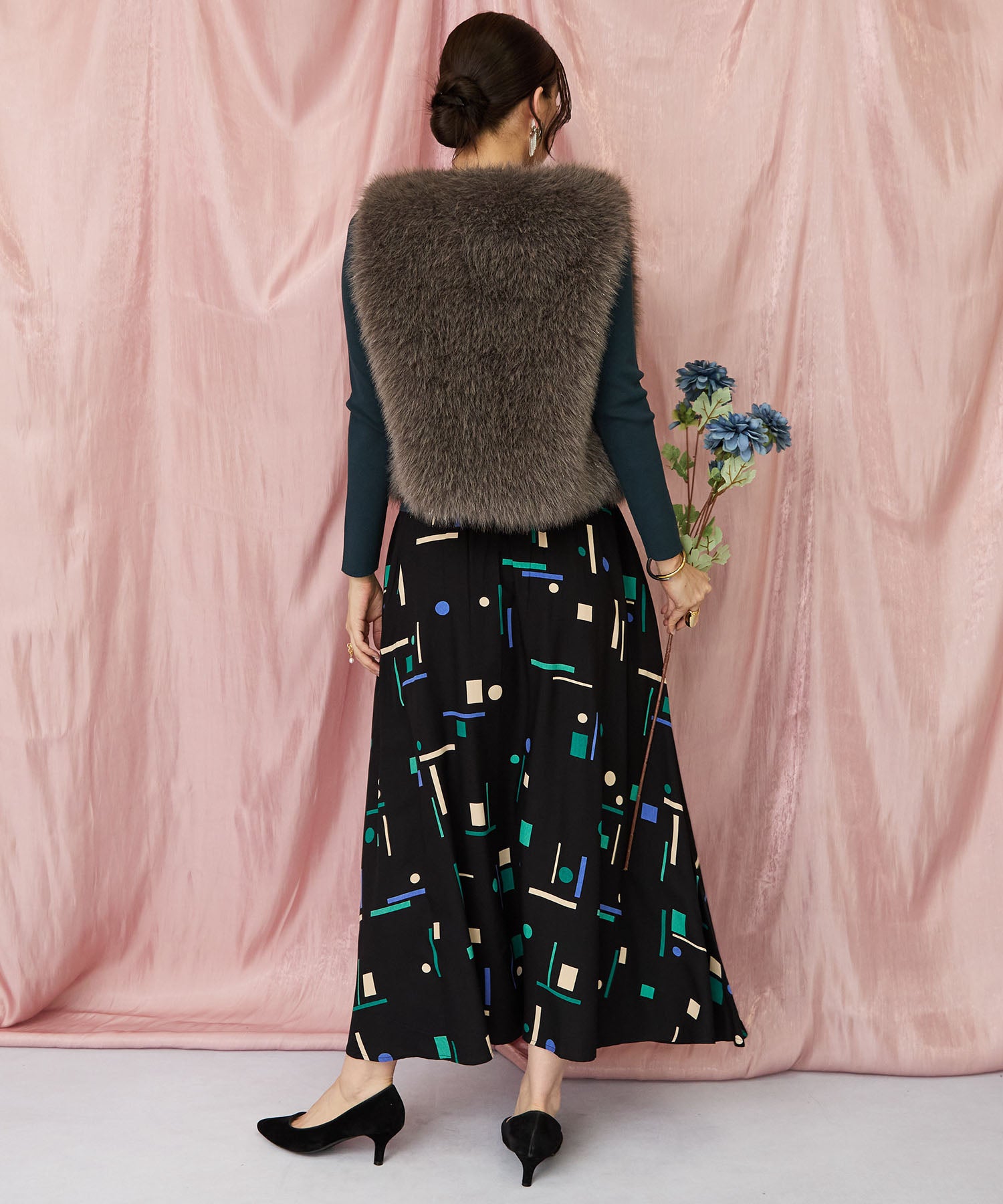 【INDESIGN】ミッドナイトジオメトリーフレアスカート