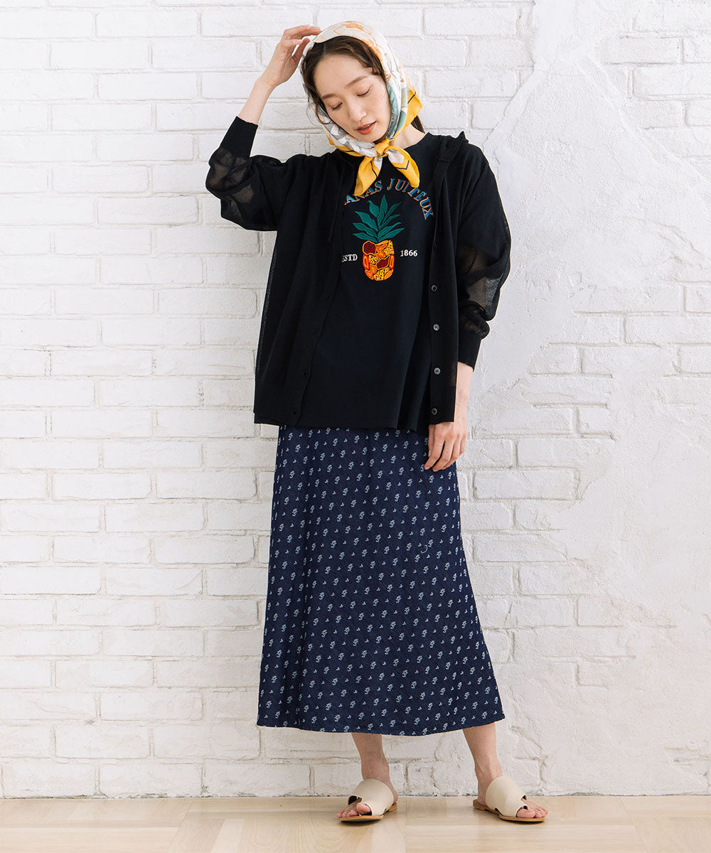 64-2678　21号(6L～) トロピカルパインエンブロイダリーTシャツ【先行予約】