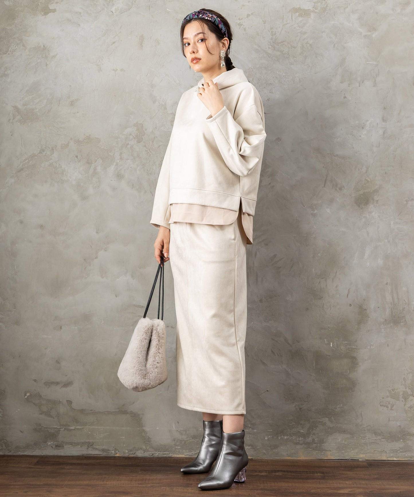 【FONT LAB】起毛ダンボールフーディーセットアップ